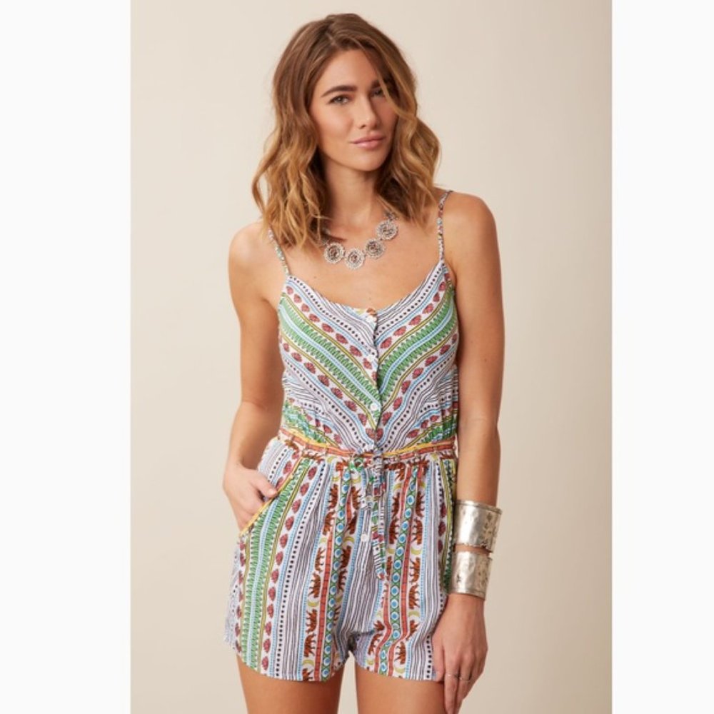 MARA HOFFMAN Swim Tiger Stripe Voile Romper